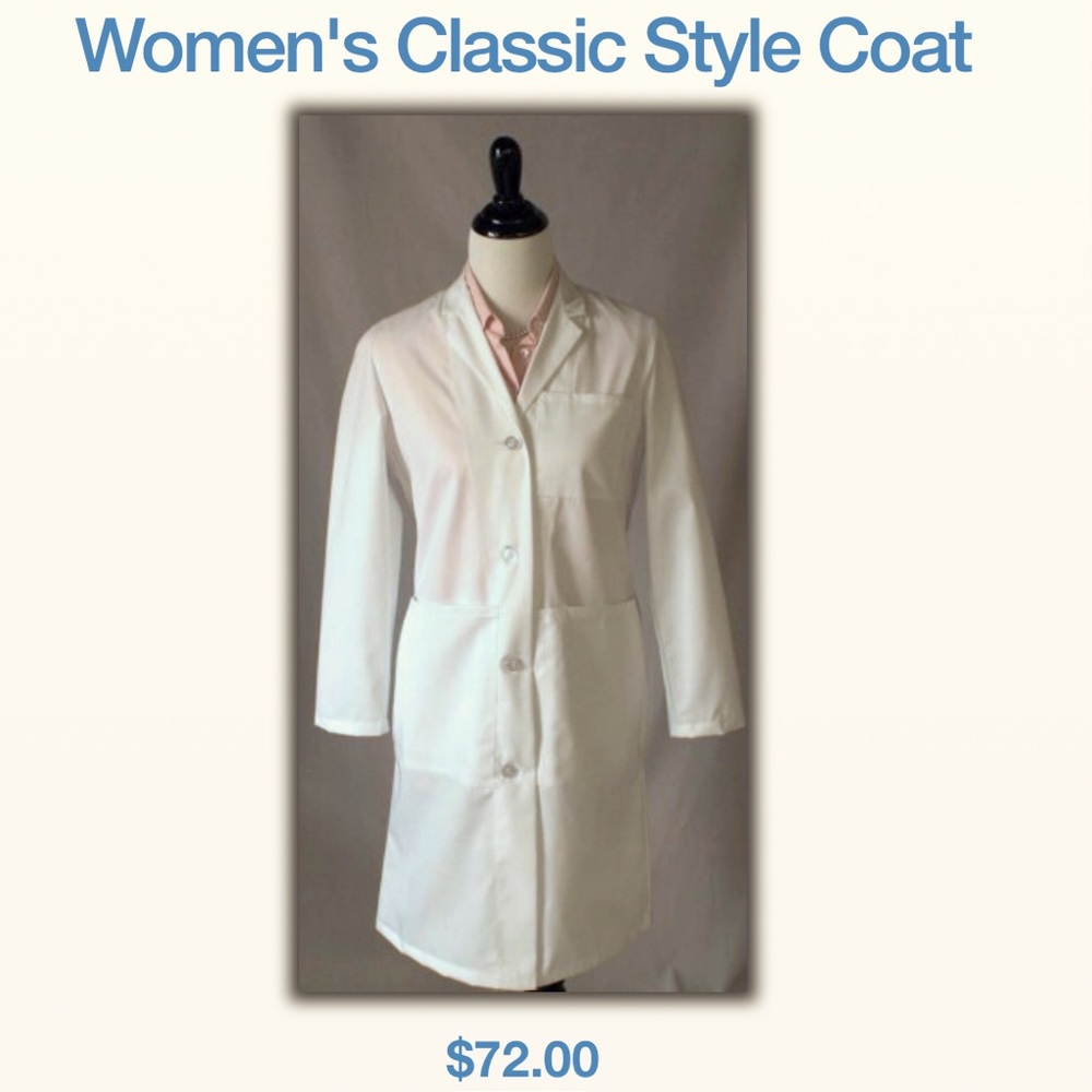 Women’s Classic Style Medical Coat, Size 16